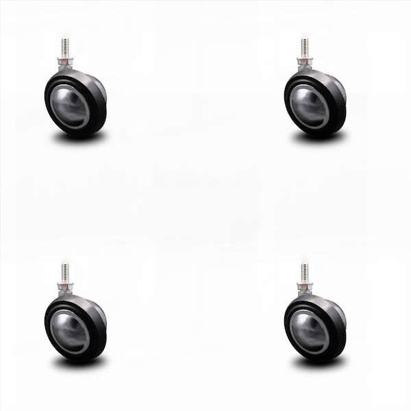 2.25 Inch Bright Chrome Soft Tread Ball Caster -5/16 Inch Threaded Stem, 4PK